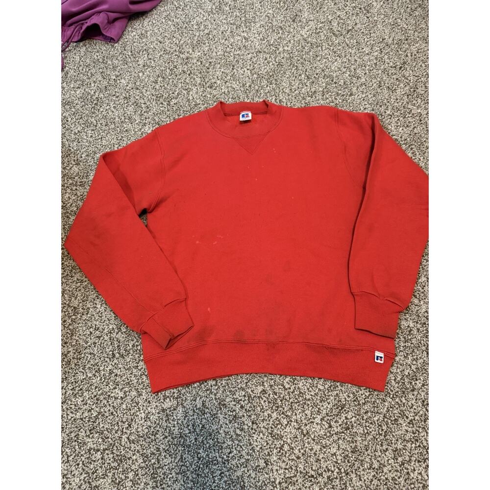 Vtg Russell Athletic Sweatshirt Adult Small Red Fleece Crewneck Pullover USA